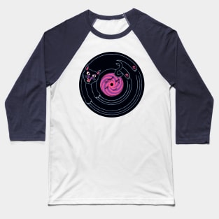 CAT SCRATCH / VINYL RECORD (navy and purple) Baseball T-Shirt